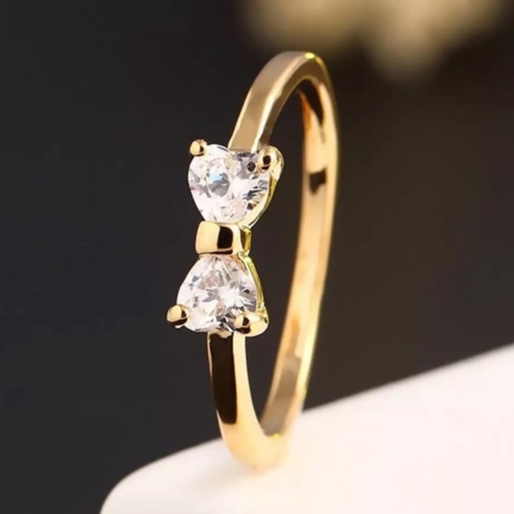 Bow Gold ring Zircon Dainty